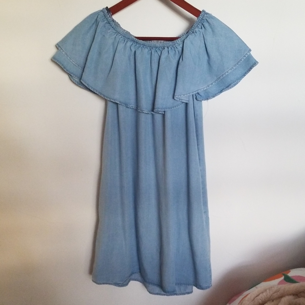 Denim off shoulder dress